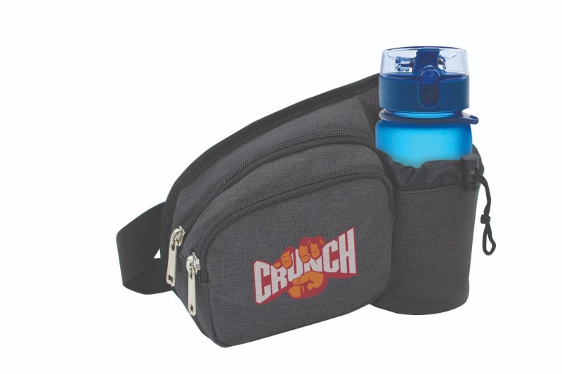 FPHP1122 - Heathered 2-Zipper Fanny Pack w/ Bottle Holder