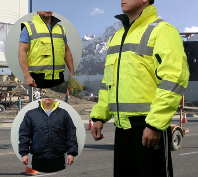 SAJ5000   Bomber Safety Jacket - Reversible w/ Detachable Sleeves