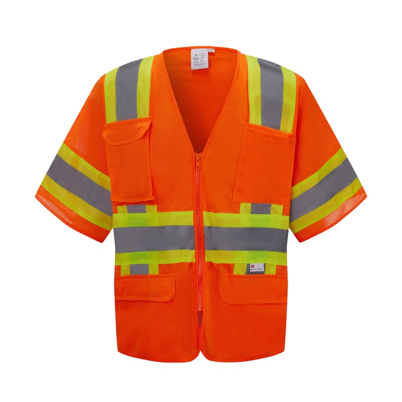SV5400   ANSI 107-2015 Class 3 3M Reflective Brand, 7 Pockets Neon Orange