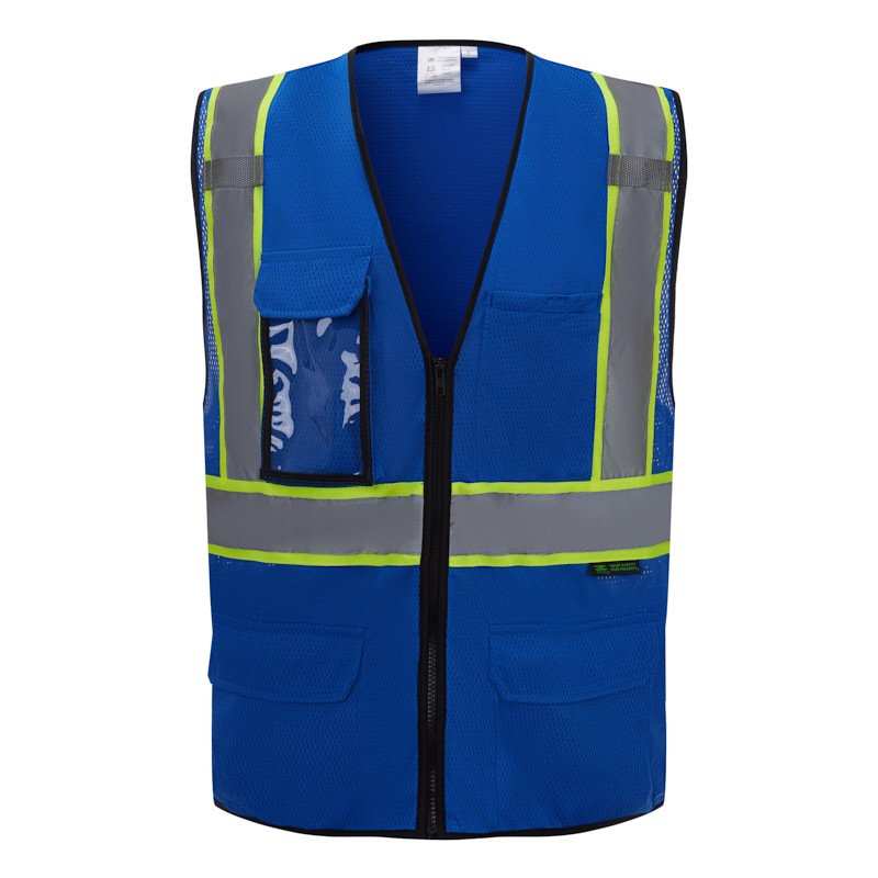 SV2510 Deluxe Royal Blue Cool Mesh Safety Vest w/ Clear ID / Cell Phone Pocket - Non-ANSI