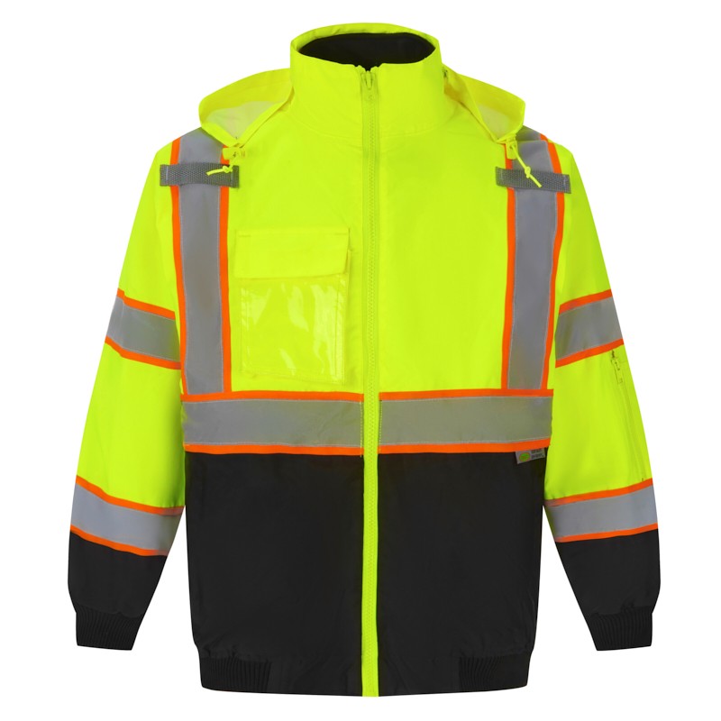 SAJ5710   Black Bottom, 3-in 1 Bomber Safety Jacket ANSI Class 3 Standards