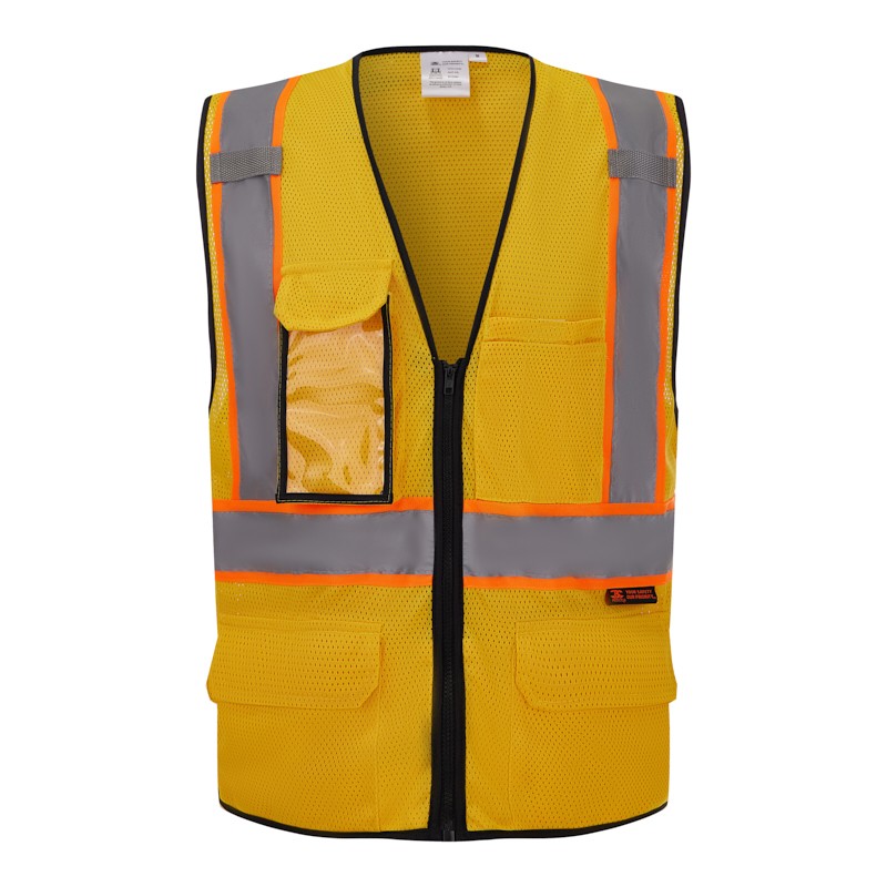 SV2580 Deluxe Goldenrod Cool Mesh Safety Vest w/ Clear ID / Cell Phone Pocket - Non-ANSI