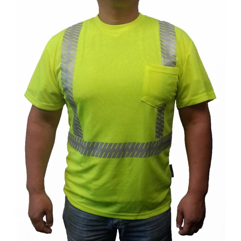 ST-SG-1100   ANSI Class 2 Safety T-Shirt with Segmented Reflective Tape Lime Green/ Yellow 