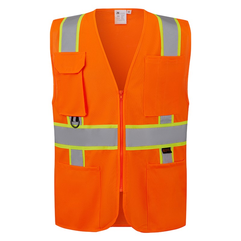 SV2400   ANSI/ISEA 107-2020 Class 2 Compliant Neon Orange with Green Contrast