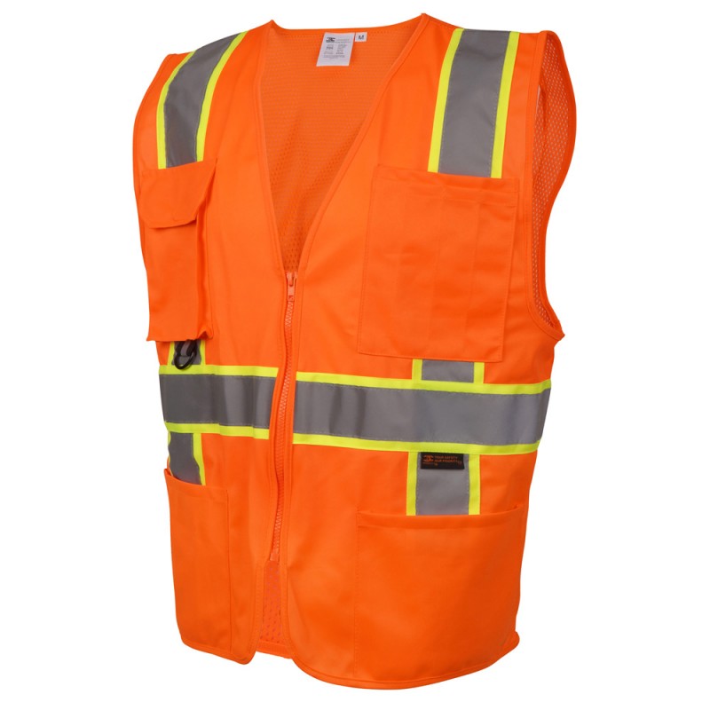 SV2400   ANSI/ISEA 107-2020 Class 2 Compliant Neon Orange with Green Contrast