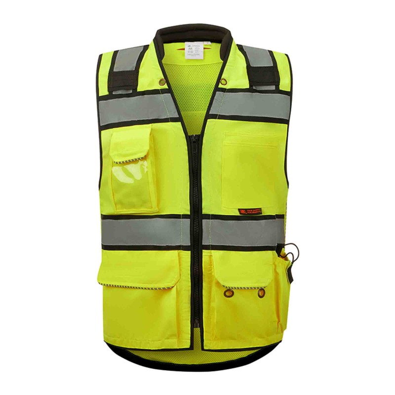 SV3500 - Premium ANSI Class 2 Surveyor's Vest w/ Padded Collar, Tablet Pocket & Can Holder