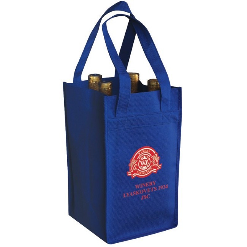 TB230   Eco Reusable 100gm Non-Woven 4 Bottles Wine Bag