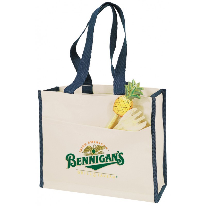 TB144   Large Grocery Canvas Tote Bag with Front Pocket