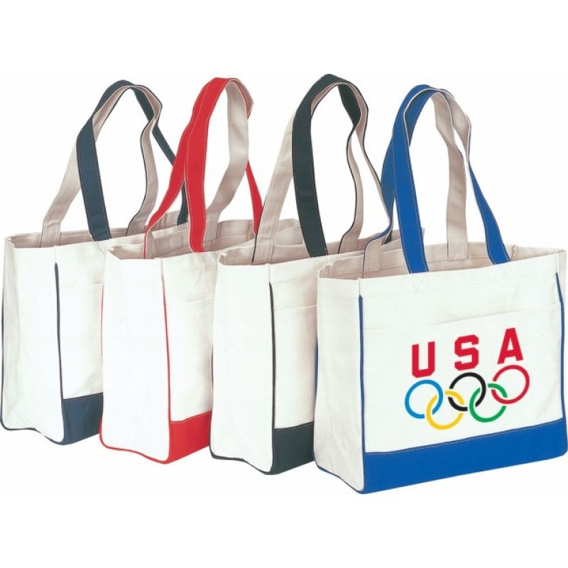 TB145   CANVAS TOTE BAG W/INSIDE POCKET & HOOK AND LOOP CLOSURE