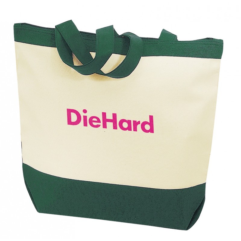 TB164   Large Beach Zipper Canvas Tote Bag