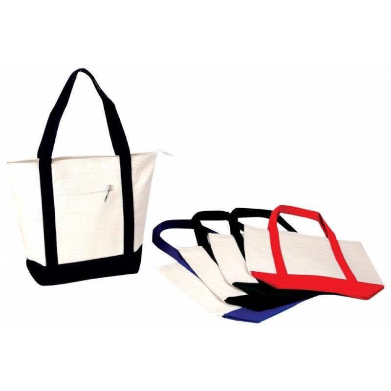 TB176   MAIN ZIPPER CLOSURE CANVAS TOTE W/ 24" HANDLE