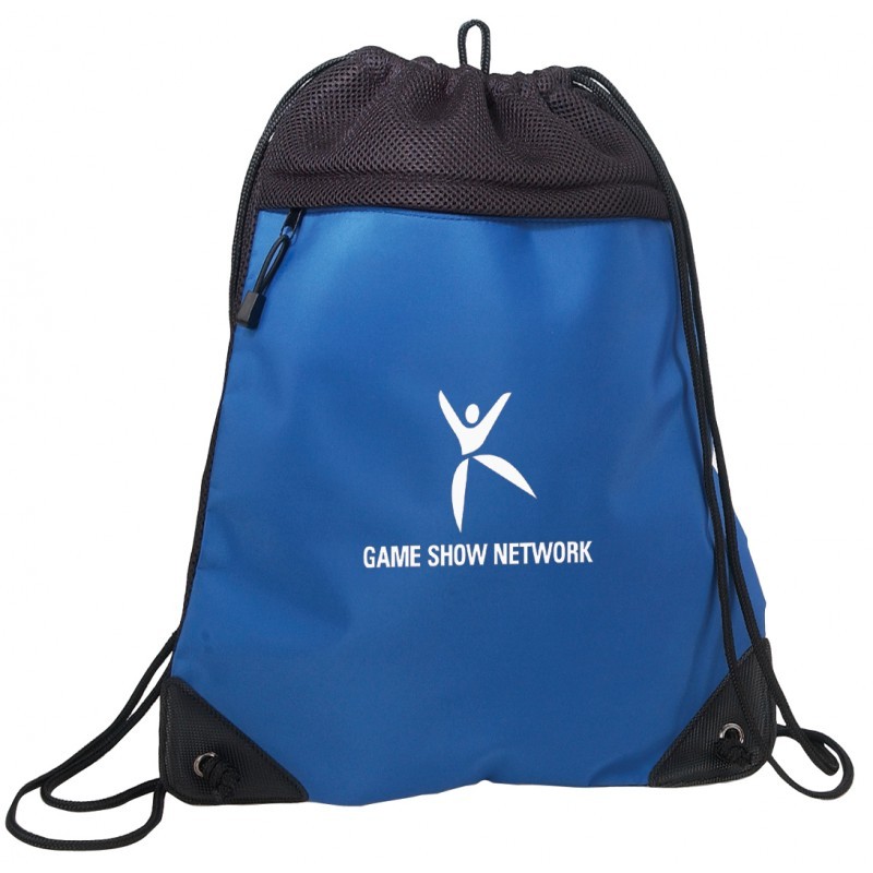 TB178   DELUXE TRI-MESH DRAWSTRING BACK PACK W/ MICROFIBER FRONT
