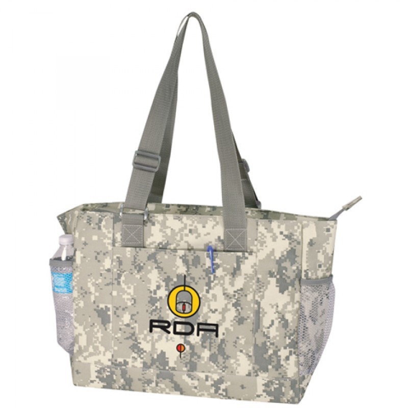TB179CM Digital Camo Poly Zippered Tote Bag