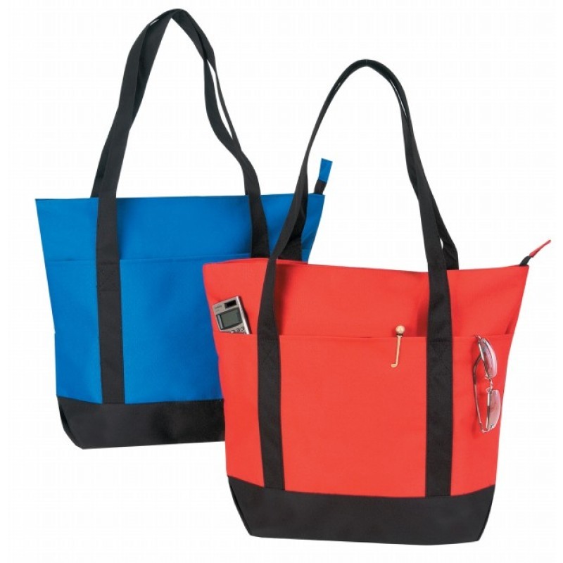 TB182   Large Poly Zipper Tote with Pockets