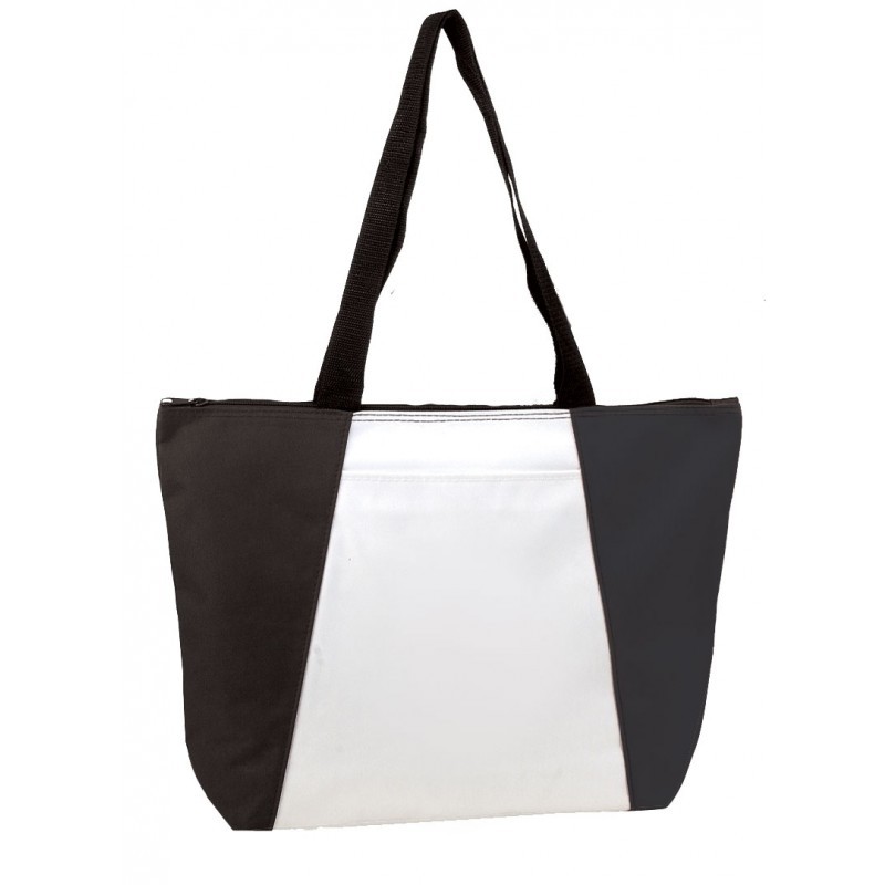 TB186   Multi Color Poly Zipper Tote Bag