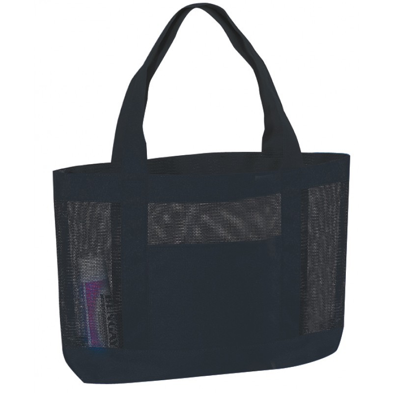 TB4005 / TB4015   MESH TOTE BAG W/GUSSET & FRONT POCKET, 22" HANDLE