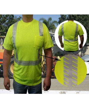 ST-SG-1100   ANSI Class 2 Safety T-Shirt with Segmented Reflective Tape Lime Green/ Yellow 