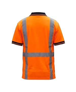 STP2200   Dry-Fast Performance Polo Safety Neon Orange/Navy