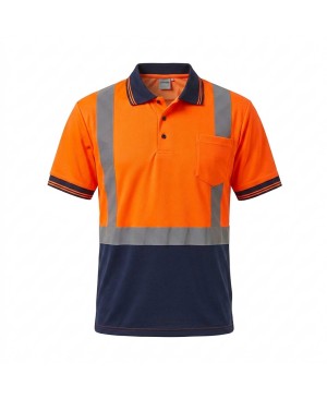 STP2200   Dry-Fast Performance Polo Safety Neon Orange/Navy
