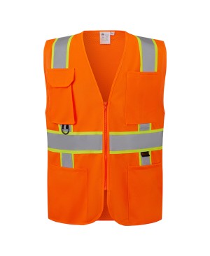 SV2400   ANSI/ISEA 107-2020 Class 2 Compliant Neon Orange with Green Contrast