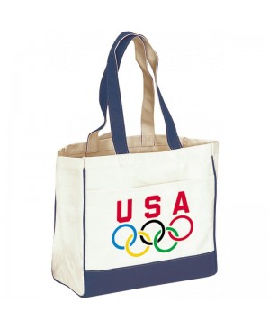 TB145   CANVAS TOTE BAG W/INSIDE POCKET & HOOK AND LOOP CLOSURE