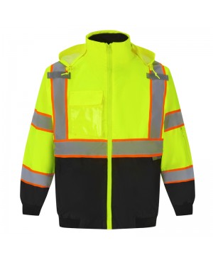 SAJ5710   Black Bottom, 3-in 1 Bomber Safety Jacket ANSI Class 3 Standards