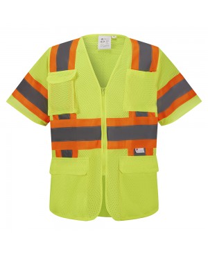 SV5300   ANSI 107-2015 Class 3 3M Reflective Brand, 7 Pockets Neon Green/ Yellow 