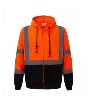 SAJ6800   Full Zip Safety Fleece Hoodie Jacket 2-Tone