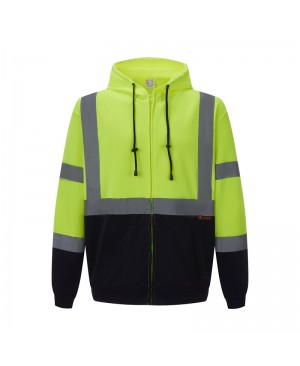 SAJ6700   Full Zip Safety Fleece Hoodie Jacket 2-Tone 