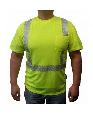 ST-SG-1100   ANSI Class 2 Safety T-Shirt with Segmented Reflective Tape Lime Green/ Yellow 