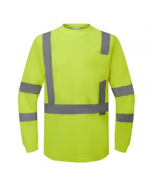 ST3000   ANSI Class 3 Safety T-Shirt, Long Sleeve Lime Green/ Yellow 