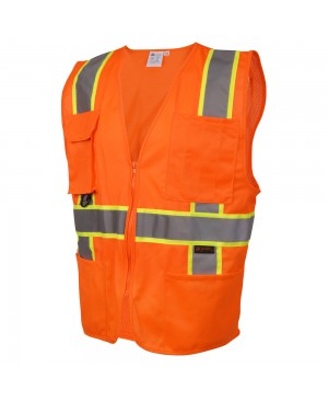 SV2400   ANSI/ISEA 107-2020 Class 2 Compliant Neon Orange with Green Contrast