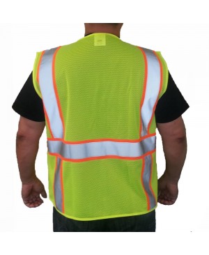 SV2500   ANSI/ISEA Safety Vest Class 2 Compliant Neon Green/Yellow with Orange Contrast